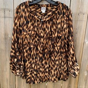 Leopard print button down